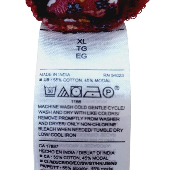 Old Navy Blouse Womens Size XL Red Floral Print Pullover V-Neck Long Sleeve - Picture 4 of 4